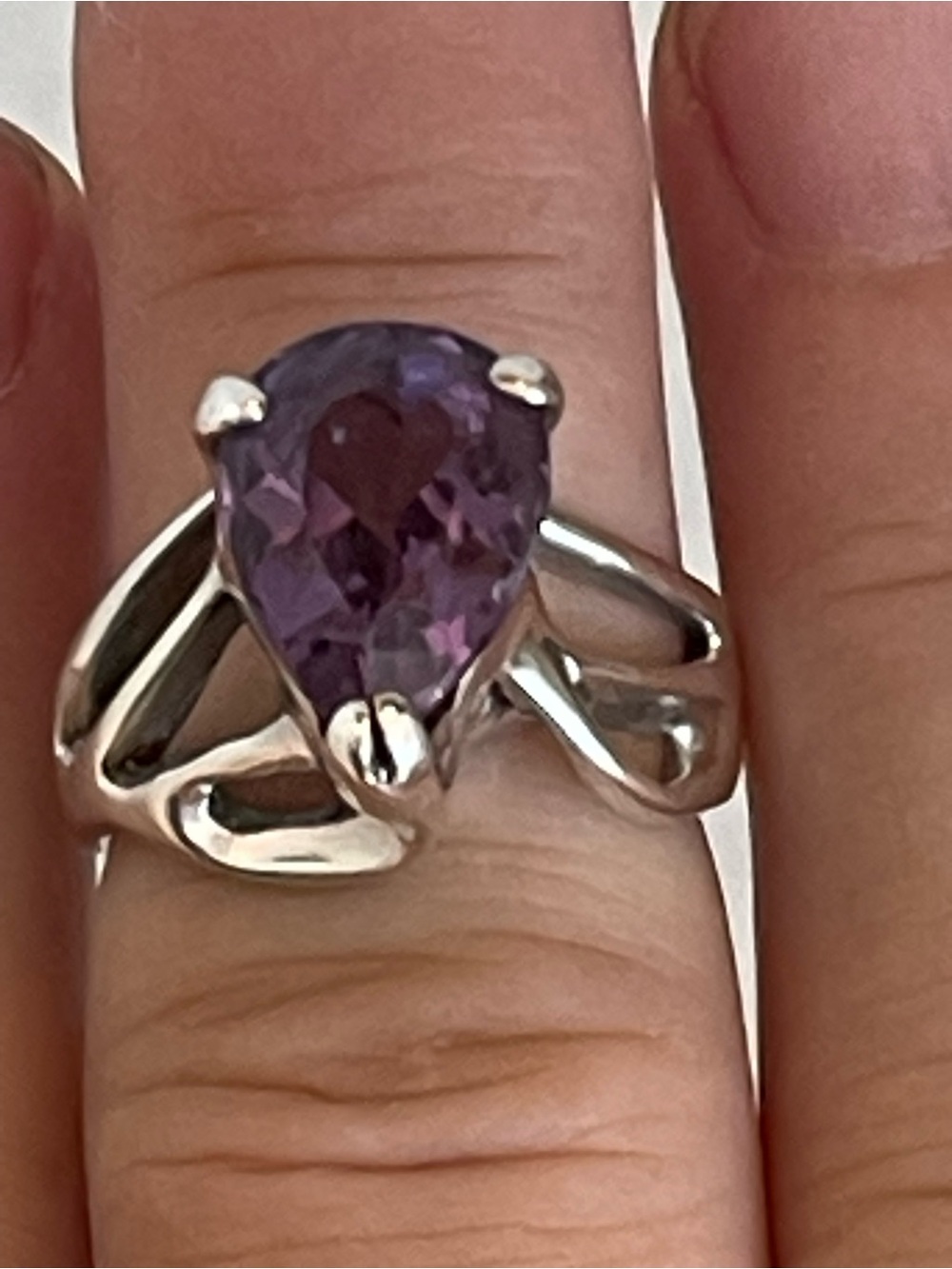 Vintage 90s artisan made sterling and amethyst ring